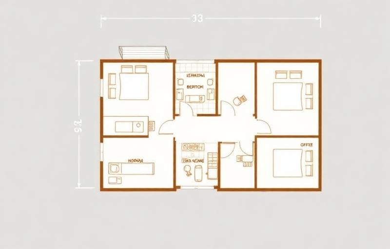 Overhead architectural floor plan with optimal room placement