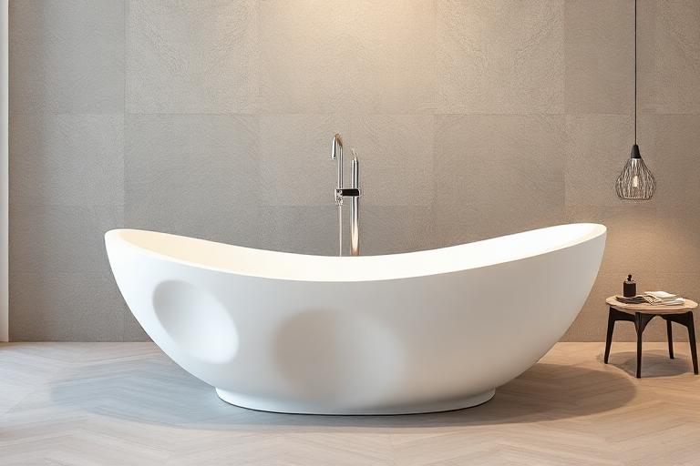 Sculptural freestanding soaking tub with organic shape